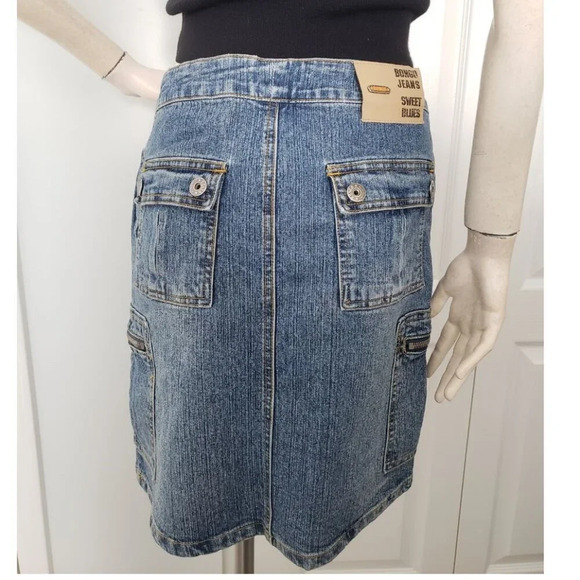 Stretch Jean skirt by BONGO Authentic denim skirt SIZE 3 military  style - Picture 3 of 11